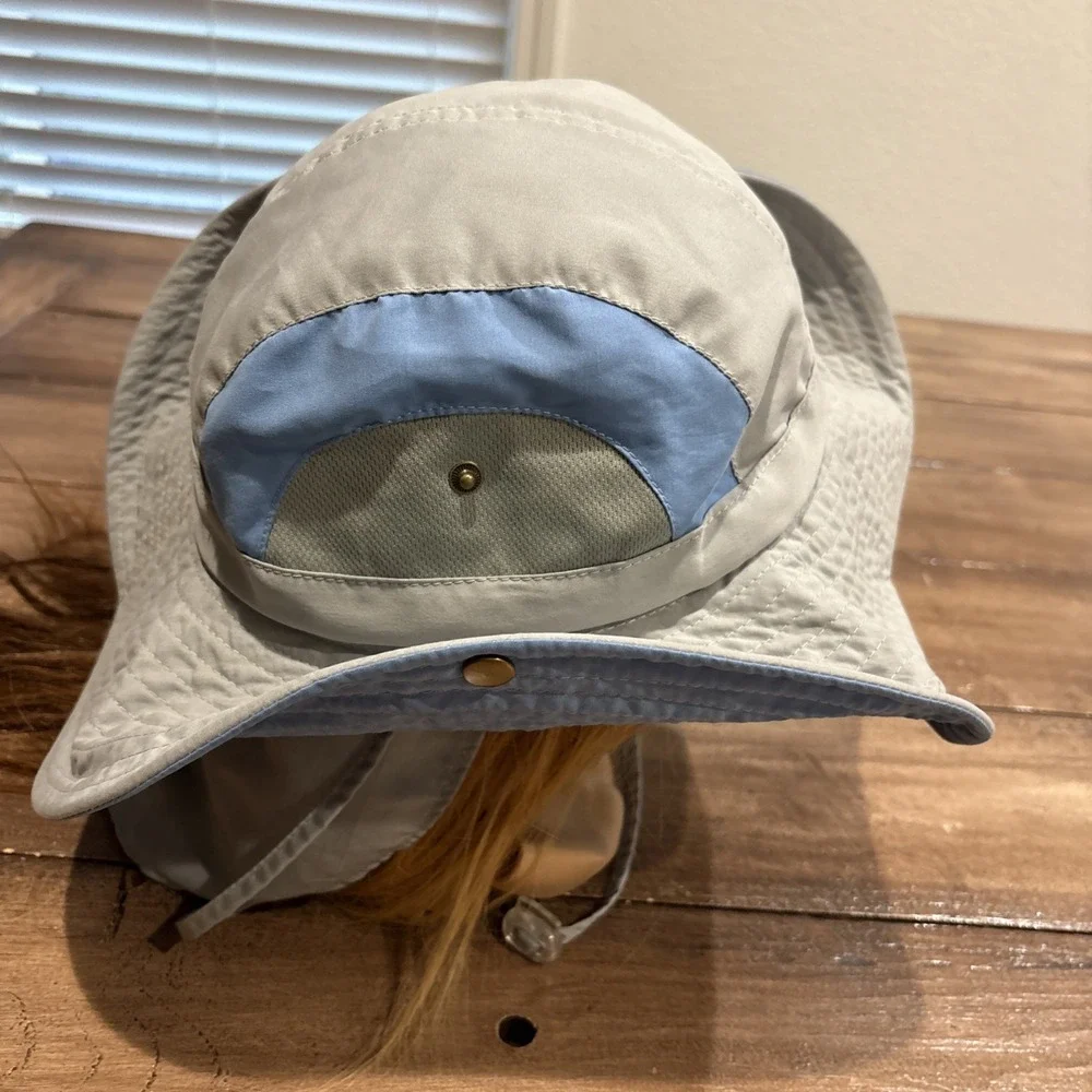 MAGELLAN Floatable Blue/GrayFishing Boonie Hat w/Chin Strap And Sun Shield